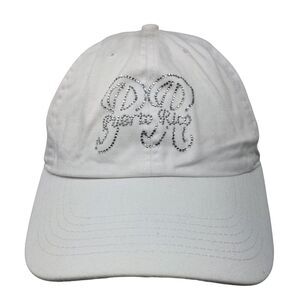 Puerto Rico Slideback Hat White OSFA Newhattan Rhinestone Bling